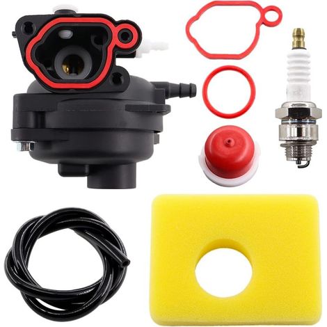 Carburateur avec filtre à air et bougie d'allumage pour moteur de tondeuse à gazon Briggs & Stratton 799583 591160 593261 591110 595656 591979 08P502 8P502 09P602 9P602 300E 450E 500E Série (1/5)