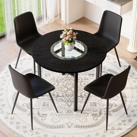 Set tavolo 4 sedie rotondo MDF e PU 100 cm OKMYHOME (1/5)