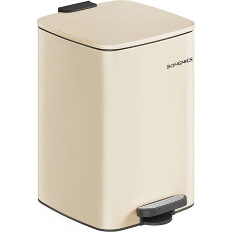 Poubelle de cuisine poubelle 30 litres poubelle à pédale en acier avec seau intérieur fermeture douce et maintien en ouverture beige (1/5)