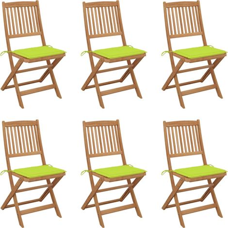 Coussin de siège - vidaXL Chaises pliables de jardin lot de 6 avec coussins Bois d'acacia - Chaise extérieure (1/5)