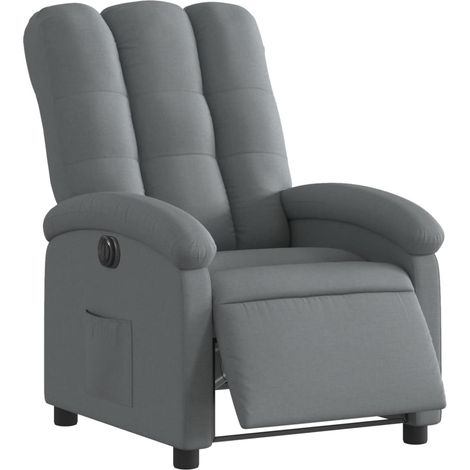 Poltrona relax TV con comodissima funzione reclinabile elettrica in tessuto grigio scuro DEC028358