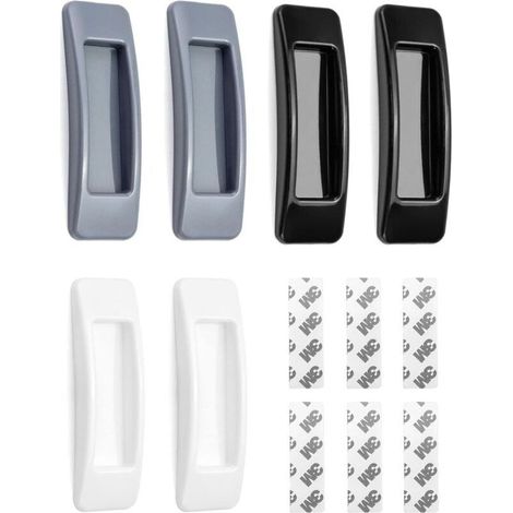 Lot de 6 Poignées pour Porte Coulissante, Poignées Auxiliaire Autocollante pour Porte, Fenêtre, Placard, Tiroir, 3 Couleurs (Blanc, Noir, Gris) (1/4)