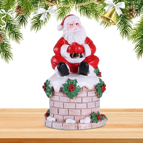 Décorations De Père Noël Sculpture de collection en résine Père Noël assis sur une cheminée centre de table Pour les fêtes le Nouvel An l'hiver en intérieur maison bureau salon (1/5)