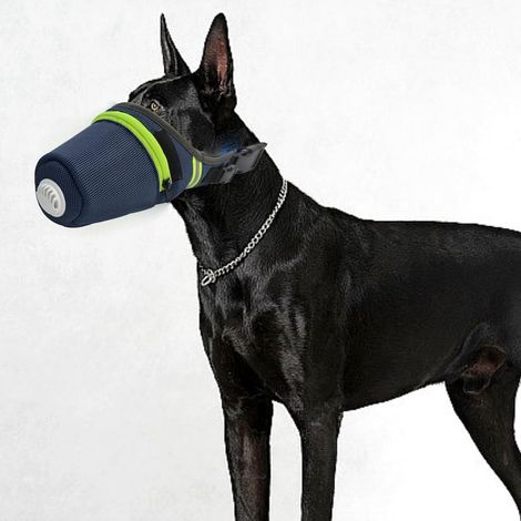 Masque pour chien, réutilisable, respirant, avec filtre à air, masque facial à gaz réglable, masque respiratoire pour chiens de grande et petite taille (gris, taille M)