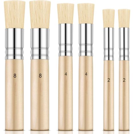 6 Pièces Brosses à Pochoir en Bois Pinceaux à Pochoir Naturels Purs Brosses de Peinture en Poils pour Pochoir de Peinture à Huile Aquarelle en Acrylique DIY Projet dArtisanat, 3 Tailles- (1/5)