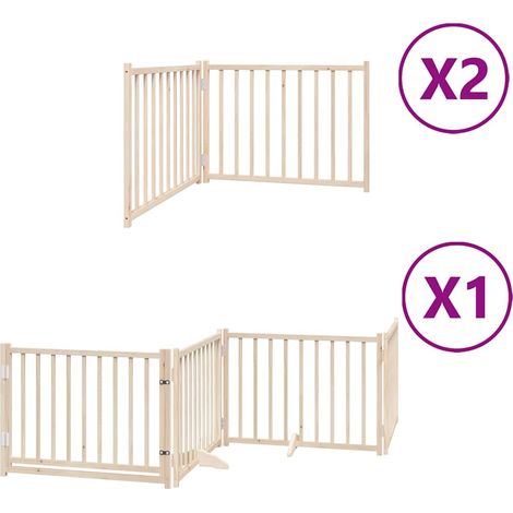 Barrière pour chien porte pliable 8 panneaux bois de peuplier (1/5)