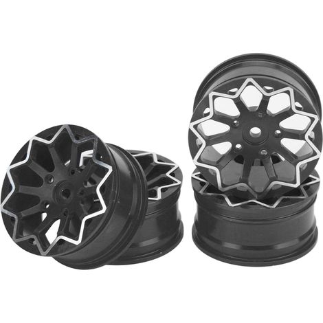 Roues et jantes en alliage d'aluminium usiné CNC, diamètre 52 mm, moyeu pour voiture de course RC 1/10, noires. (1/5)