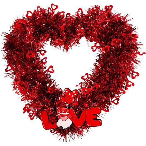 Guirlande En Forme De Coeur - Pour Porte D'Entrée - Décoration Artificielle De Saint-Valentin - 40 cm - Métal Et Fleurs Synthétiques (1/5)