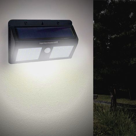 Applique Murale Solaire LED Noire 1.5W IP54 avec Détecteur de Mouvement - Blanc Froid 6000K - 8000K - SILAMP (1/2)