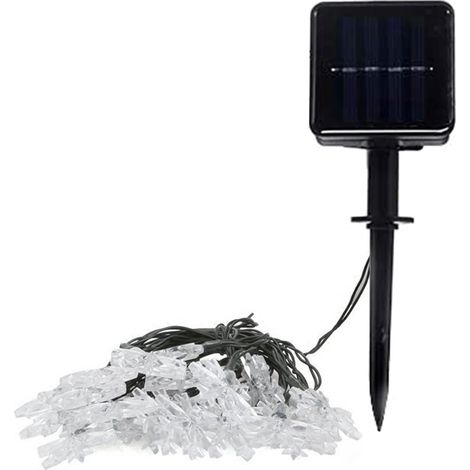 Un ensemble de 12 mètres de guirlandes lumineuses en forme de flocons de neige à LED, alimentées à l'énergie solaire, à huit modes, décorations de jardin de cour pour les fêtes, ornements pour sapin d (1/5)