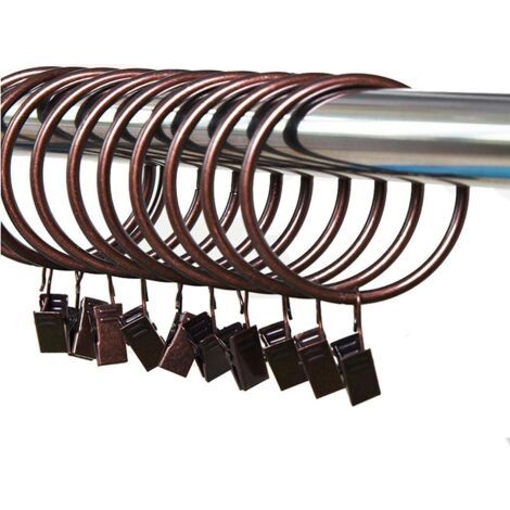 Set de 20 anneaux de rideaux en métal avec clips, diamètre intérieur: 38 mm,Crochets pour Rideaux, pour Rideau de Douche, Rideau (1/5)