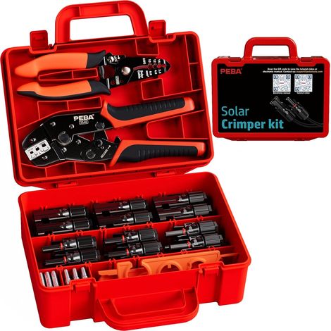 Kit d'outils de sertissage, Pince à Sertir Solaire pour câble de panneau solaire 1,5-6,0 mm², avec 12 paires de connecteurs solaires, pince à dénuder et 1 paire de clés à connecteur solaire (1/5)