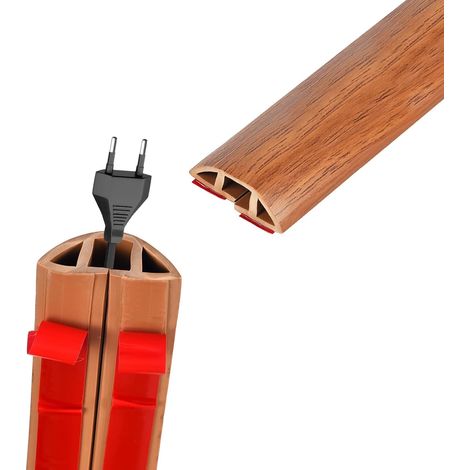 Pont de câbles - 3 m x 30 mm - Flexible - Petit passe-câbles autocollant - En PVC flexible - Pour bureaux, appartements, entrepôts - Cavité marron - 10 mm (1/5)