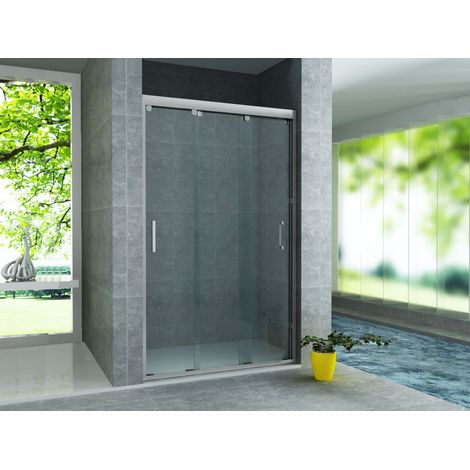 Aloni Nischentür 3-teilig 120x200 cm – Duschglas mit Schiebetüren, 8 mm ESG Sicherheitsglas, Nanobeschichtung, Duschtür Aloni 3-teilige Nischen-Schiebetür 8mm (120x200cm) (1/4)