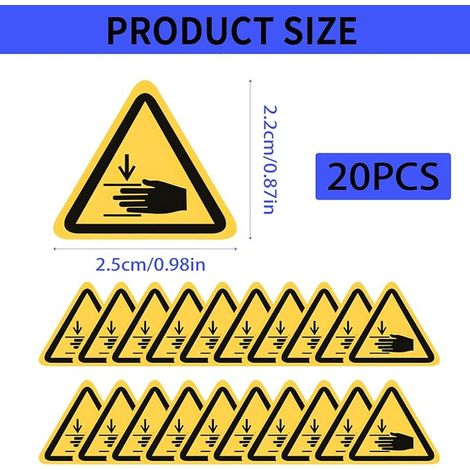 Ecrasement Des Mains, Autocollant Vinyl De Risque Panneaux Adhésifs Triangulaires Danger Impression Au Soleil Apport Main Adhésifs Triangle Jaune Dangereux Pour Extérieure Intérieur (1/4)