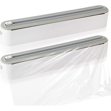 Lot de 2 distributeurs magnétiques de film alimentaire avec découpe, dérouleur et distributeur pour film aluminium, distributeur de film alimentaire, distributeur de film d'aluminium et distributeur (1/5)