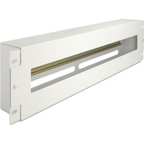 Delock Regleta de disyuntores de 19 con tapa y carril DIN 3U gris metal