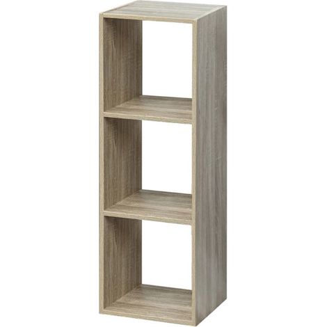 Étagère - JUANIO - Étagère 3 cases - Chêne - Bois - H 100,5 x L 34,4 x P 32 cm (1/4)