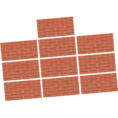 10pièces Autocollants Muraux Brique Rouge Vintage De Stickers Autocollants (1/5)