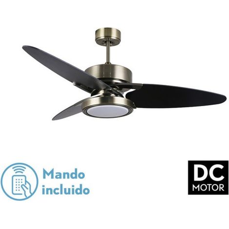 FABRILAMP Ventilatore DcCross 30w Pelle 3 Lame Nero/Noce 6vel. 3 colori 3250lm 132d Telecomando, memoria e timer (1/4)