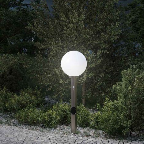 vidaXL Baliza luminosa con sensor y toma de corriente, 80 cm, acero inoxidable, IP44 (1/5)