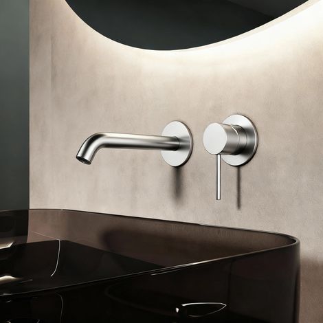 DILECI - Robinet encastrable à bec Finition nickel brossé,Chrome