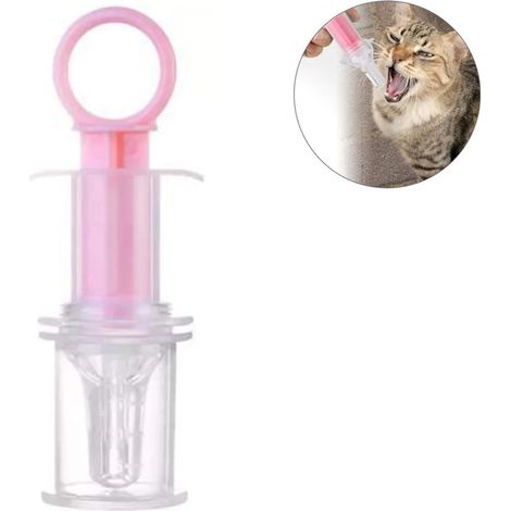 Seringue d'alimentation en plastique avec tétine et gobelet doseur pour chiens et chats (1/3)