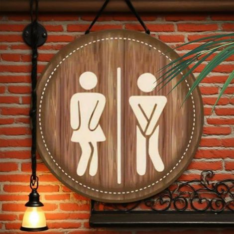 Panneau Sanitaire Panneau Porte Toilette Unisexe en Bois Décor Salle de Bain Décor Amusant pour Maison d'Hôtes Femmes Ferme (1/5)