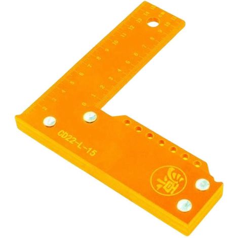 Équerre de charpentier multifonctionnelle, outil de traçage, outil de menuiserie, règle en L, outil de marquage-Orange 150mm (1/5)