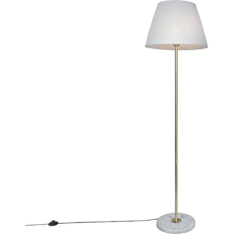 Retro Stehleuchte Messing mit Plissee Schirm creme 45 cm - Kaso (1/4)