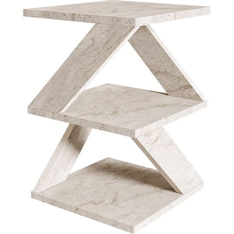 Beistelltisch "Albeni" aus Holz – 29 x 29 x 54 cm – Travertin