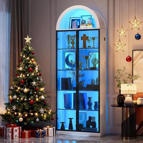 Vitrine mit Türen, LED-Beleuchtung und Bewegungssensor, 195cm hoch, weiß (1/5)