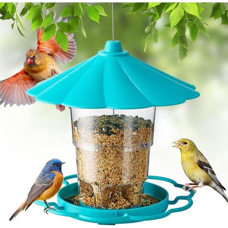 Wasserdichter faltbarer Vogelfutterspender für den Außenbereich mit breiter Plattform und regensicherem Deckel geeignet für Terrassen Gärten und Grün (1/5)