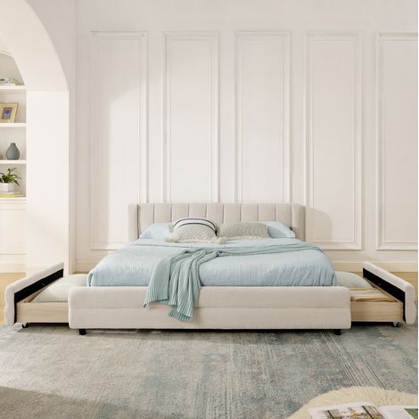 letto letto matrimoniale contenitore 140x200 beige OKMYHOME