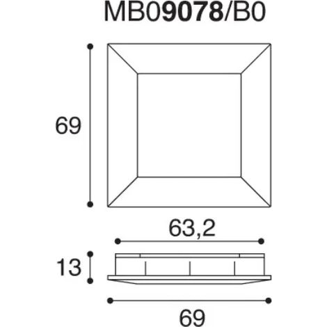 MANIGLIA 9078 B INCASSO MM.69X69 ARGENTO 7 (1/2)