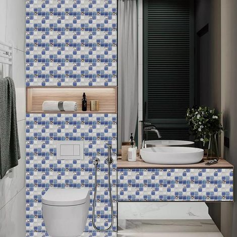 10 Autocollants Carrelage 3D PVC Adhésifs Imperméables pour Décor Cuisine Salle de Bain (1/5)