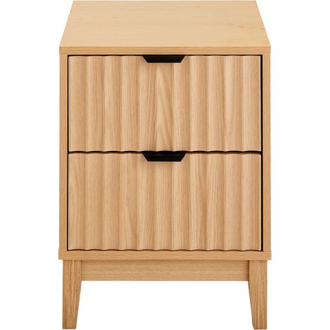 CALICOSY - Table de chevet avec 2 tiroirs aux façades effet vague H52 cm - BOLOGNE (1/5)