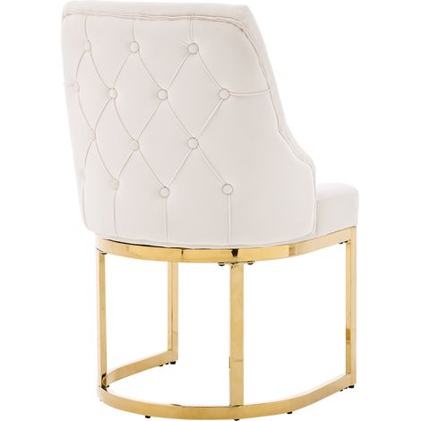 Lot de 2 chaises de salle à manger en velours beige avec pieds métalliques dorés galvanisés (1/5)