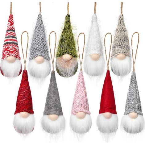 Gnome - Ornements De Décoration De Noël Pour Arbre - En Peluche Douce En Feutre - Hauteur Chapeau 14,5 Cm - Lot De 10 (1/5)