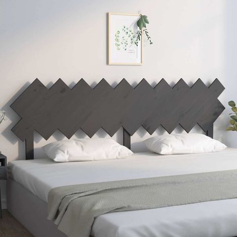 vidaXL Cabecero de cama madera maciza de pino gris 196x3x80,5 cm (1/5)