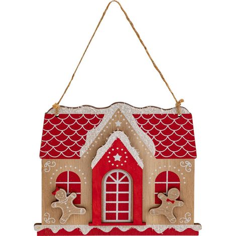 Casetta di pan di zenzero soggetto legno h.15cm rosso - Feeric lights & christmas