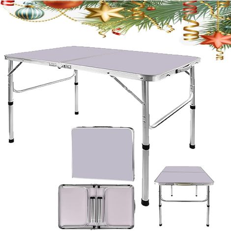90/3ft Klapptisch Gartentisch höhenverstellbar, Aluminium-Camping-Tisch (1/5)
