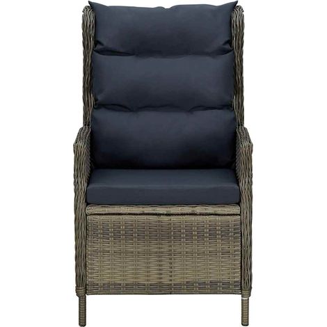 Maison Exclusive - Sedia da Giardino Reclinabile con Cuscini in Polyrattan Marrone