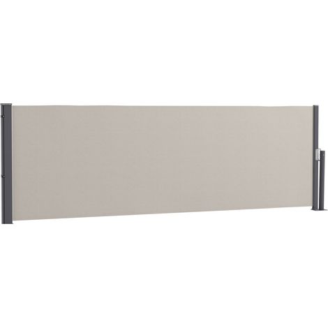 Seitenmarkise ausziehbar 300x100cm Gartenmarkise Sichtschutzwand mit UV-Schutz Windschutz aus Polyester in Hellgrau