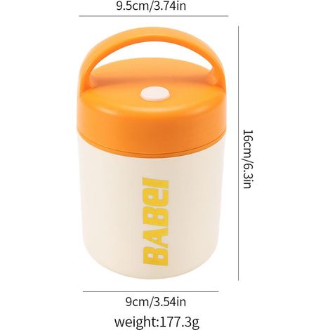 Boîte repas isotherme en acier inoxydable 9x16x9.5 cm jaune, lunch box avec poignée pour le travail et les sorties (1/5)