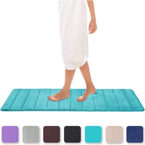 Lemroe Tapis De Bain En Mousse À Mémoire De Forme Tapis De Bain Absorbant Antidérapant Tapis De Bain Lavable - 40 X 120 Cm, Vert Paon (1/5)