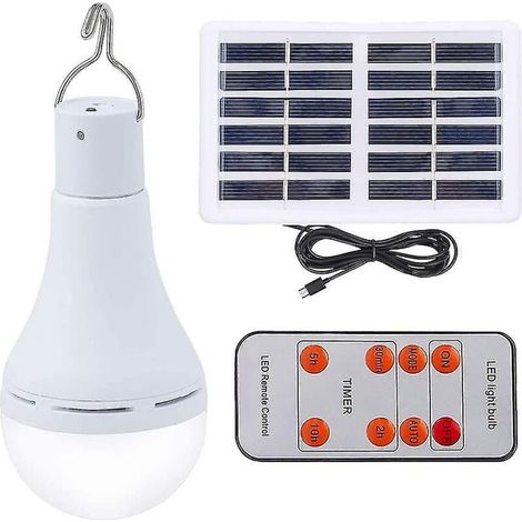 Ampoule solaire à trois niveaux, 9w, variable, avec capteur de lumière, Portable, Rechargeable, pour abri de Camping (1/4)