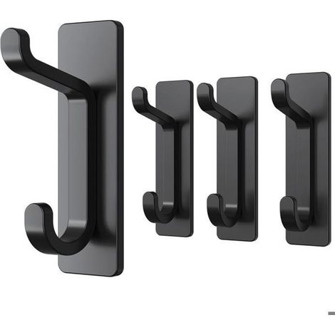 Filiyano-Lot de 4 crochets muraux autocollants, porte-serviettes de salle de bain, fixation murale, sans perçage, étanche, acier inoxydable (1/5)