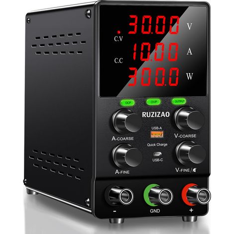 Alimentation Laboratoire 30V 10A 300W DC Bloc d'alimentation Réglable Fonction OCP OVP Interrupteur de Sortie Port USB Reglable Stabilisée (1/5)