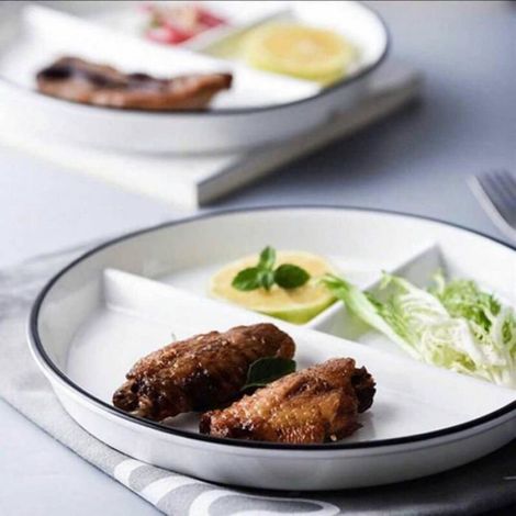 Assiette Compartimentée - Porcelaine - 23 x 23 cm - 3 Sections - 1 Pièce (1/5)